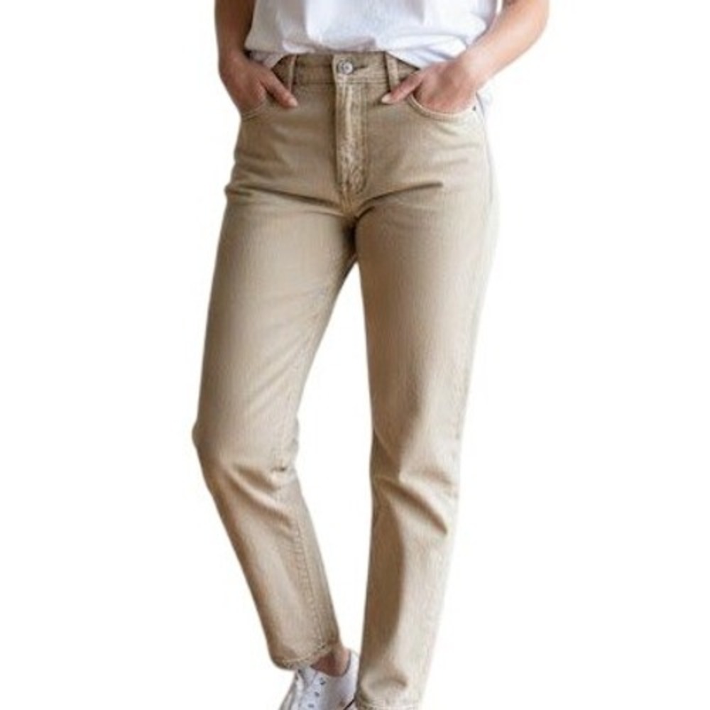 PacSun Womens High Rise Mom Jeans Tan Khaki Sand Denim Size 26 Sustainable